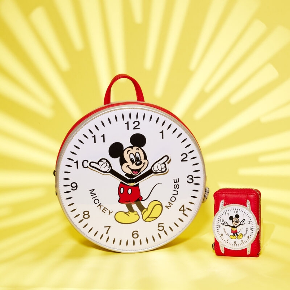 Mickey Mouse Disney Loungefly Figural Mickey Vinatge Watch Backpack and Wallet